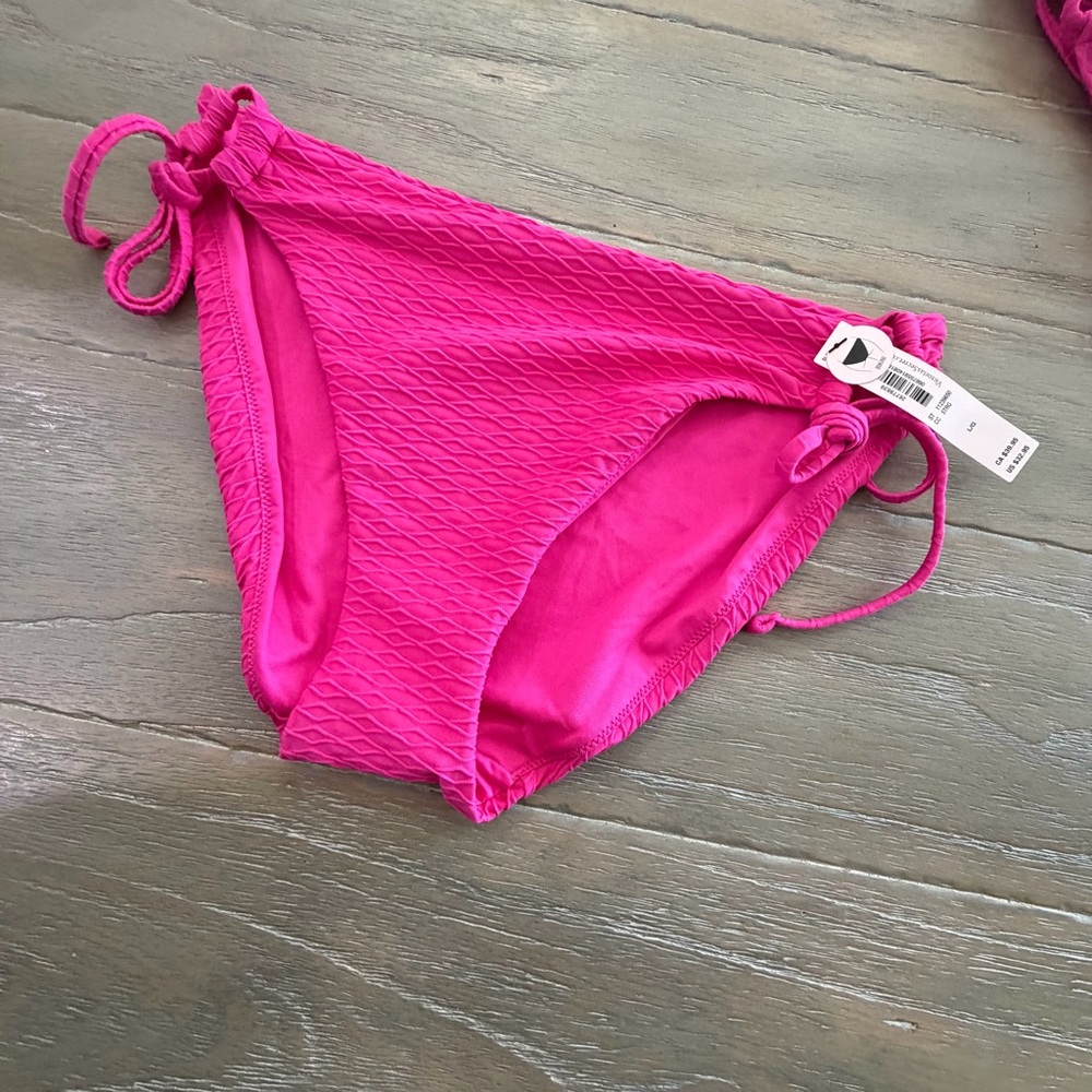 Victoria's Secret Hot Pink Textured Bikini bottoms with Tie Details